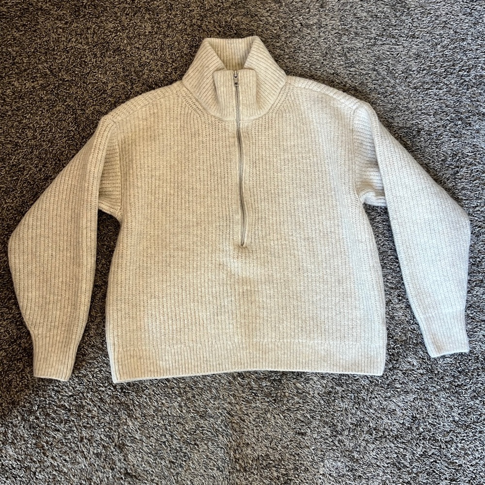 Vince Camuto Cream Half-Zip Knit Sweater